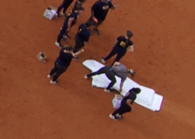 softball team working on field