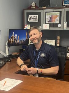 Kris Hatcher in his office on campus. 